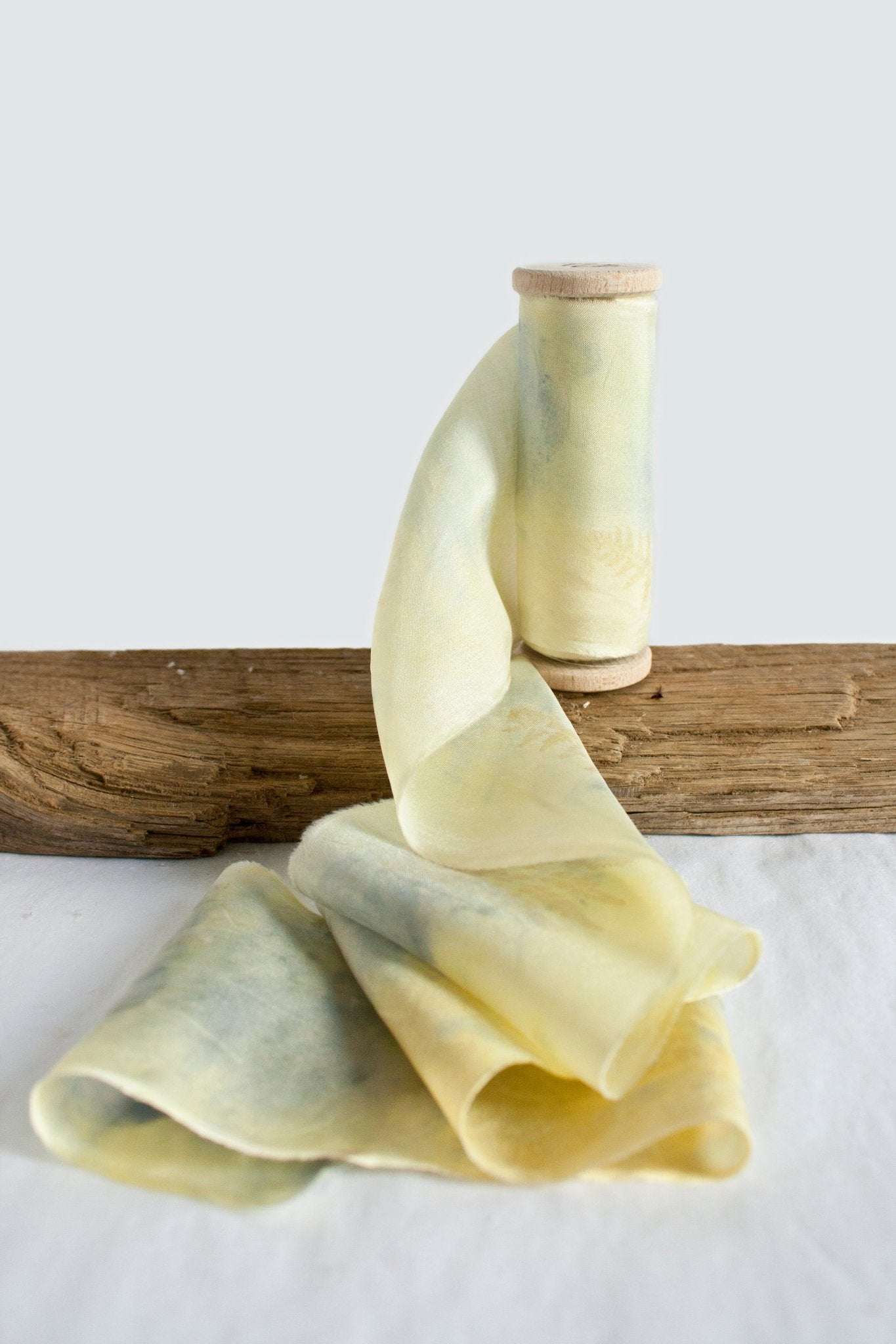 Eco Print Habotai Silk Ribbon - Fern *Sale - The Lesser Bear