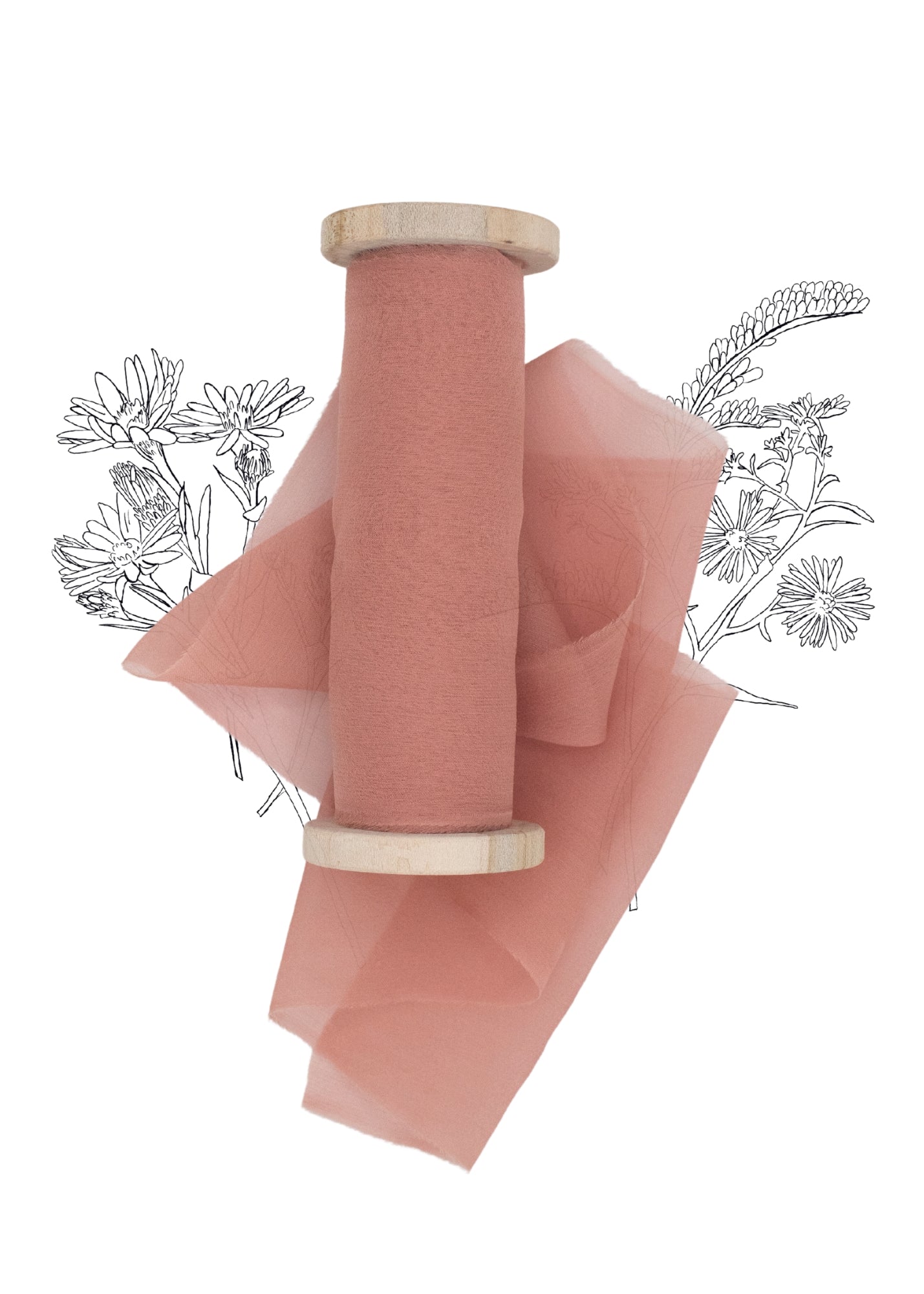 Vintage Rose Pink Gauze Silk Ribbon - The Lesser Bear