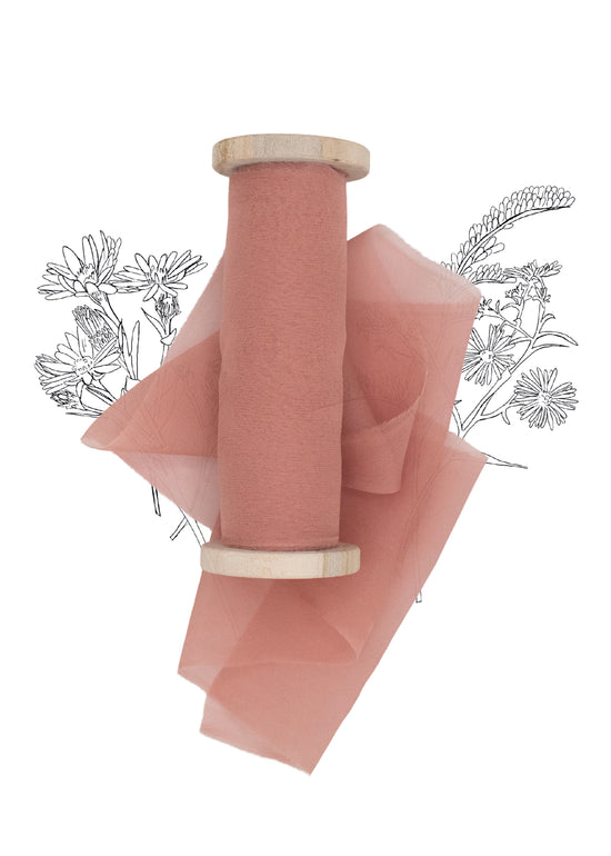 Vintage Rose Pink Gauze Silk Ribbon - The Lesser Bear