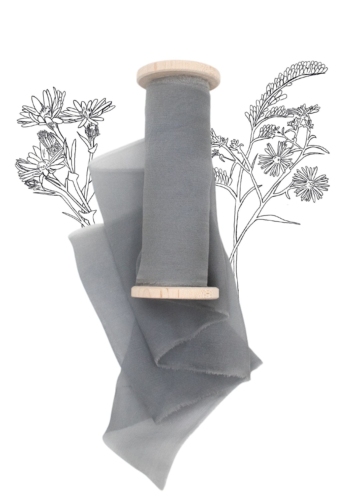 Ebony Crepe de Chine Silk Ribbon - The Lesser Bear