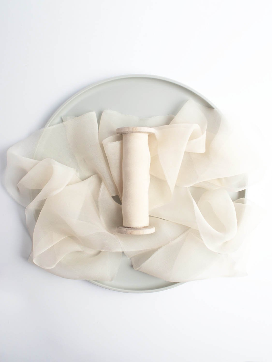 Antiqued White Silk Ribbon - Gauze, Naturally Dyed - The Lesser Bear