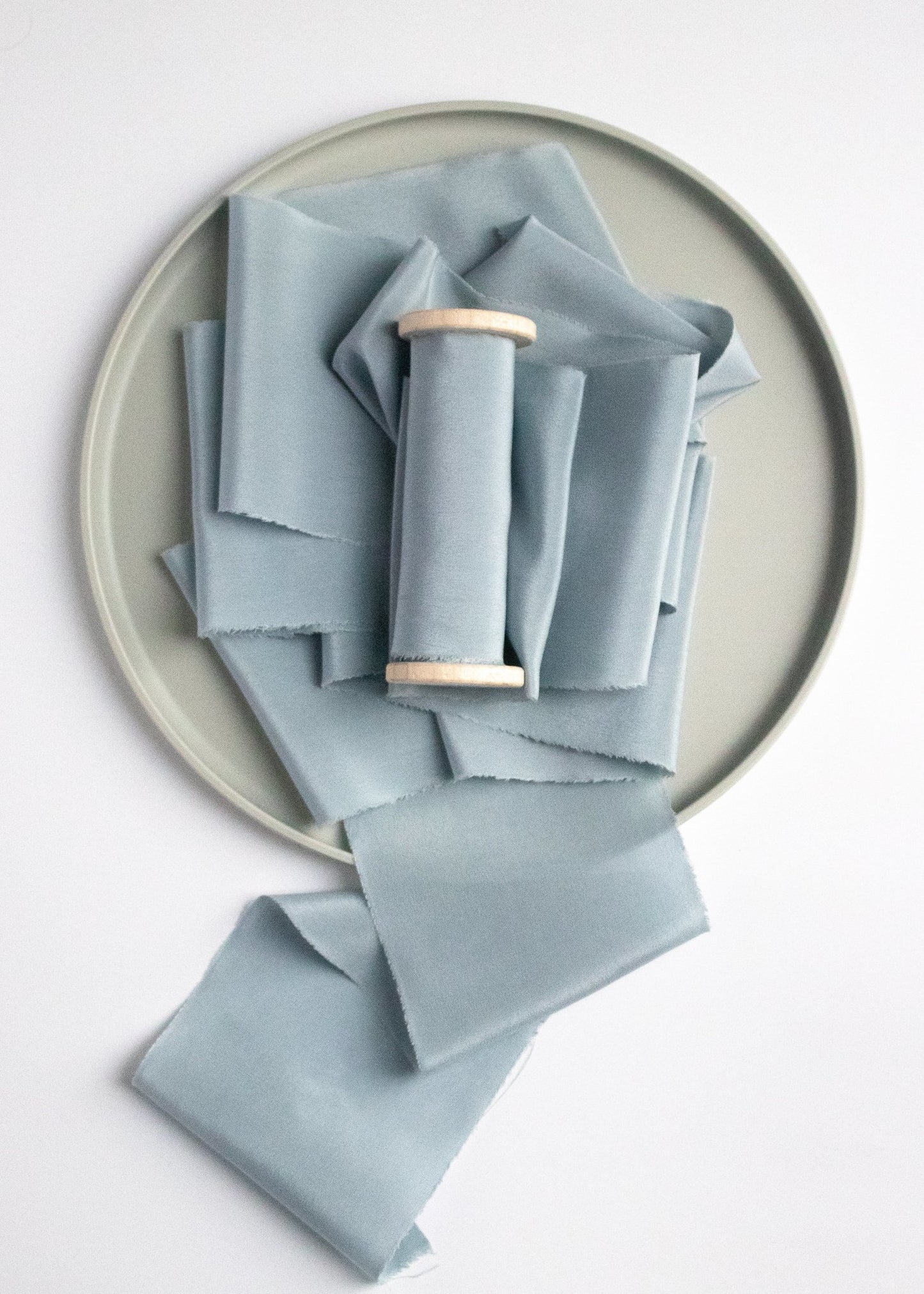 Blue Bell Blue Silk Ribbon in Crepe de Chine, Naturally Dyed - The Lesser Bear