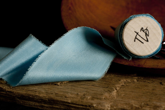 Blue Grotto Blue Silk Ribbon in Crepe de Chine *sale price - The Lesser Bear