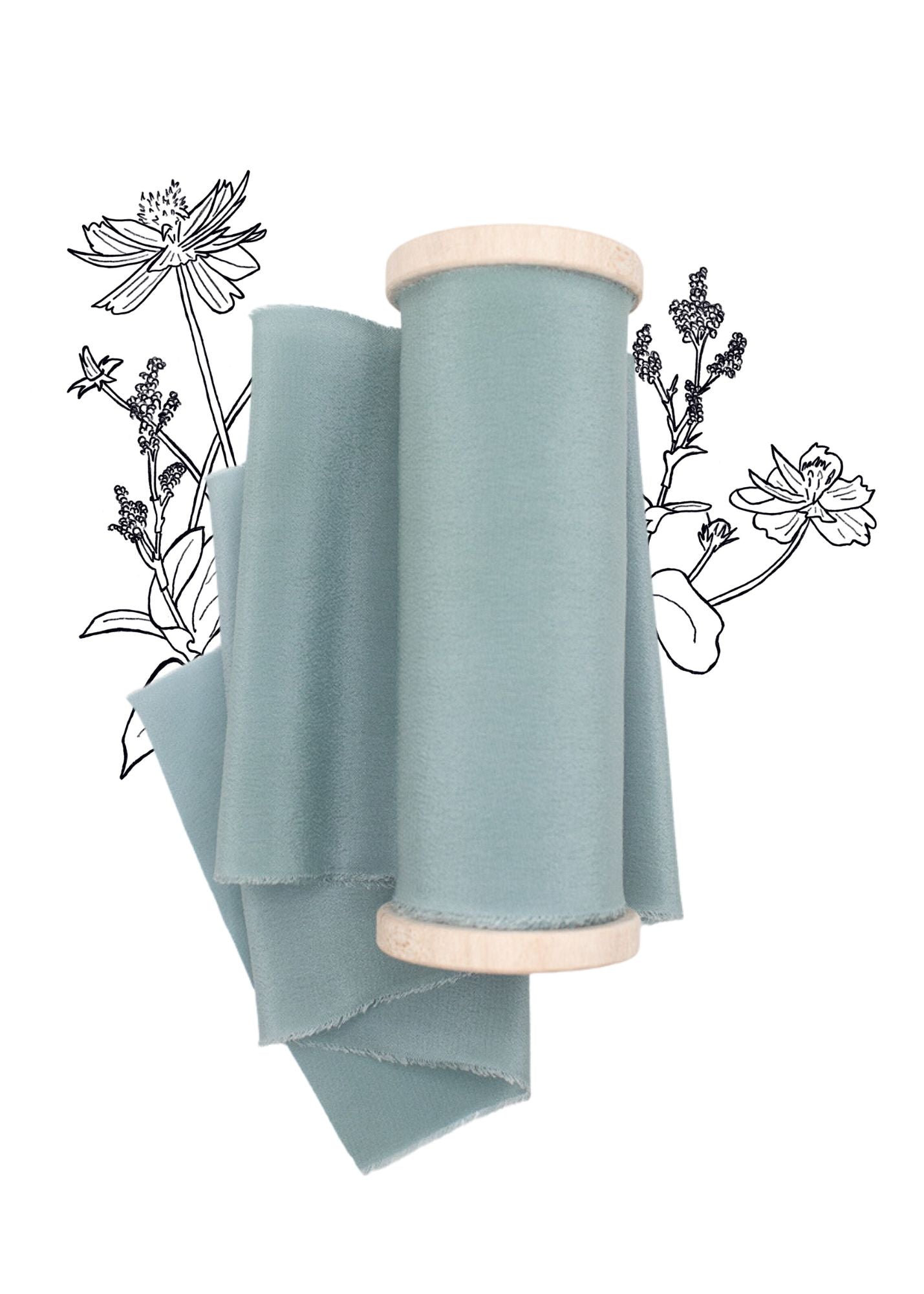 Cove Teal Silk Ribbon in Crepe de Chine - The Lesser Bear