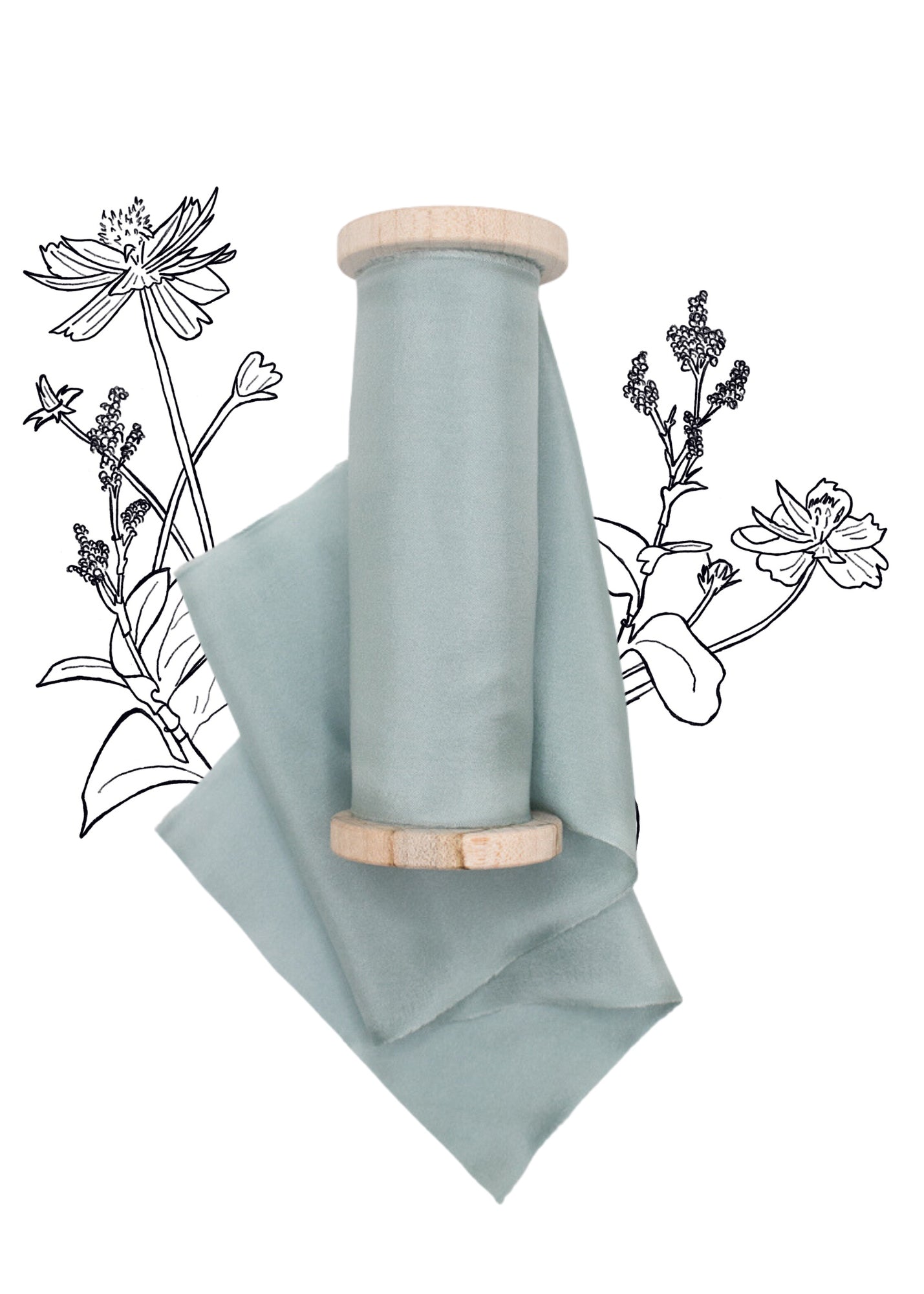 Cove Teal Silk Ribbon in Habotai - The Lesser Bear