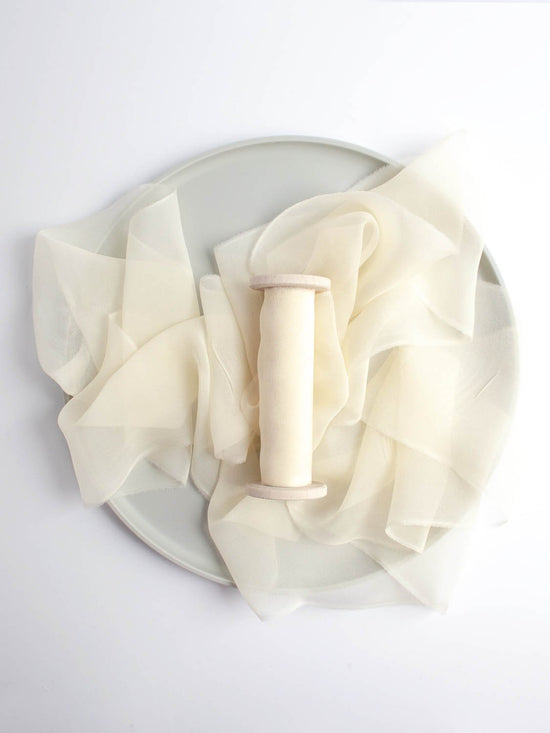 Load image into Gallery viewer, Cream Silk Ribbon in Gauze - The Lesser Bear
