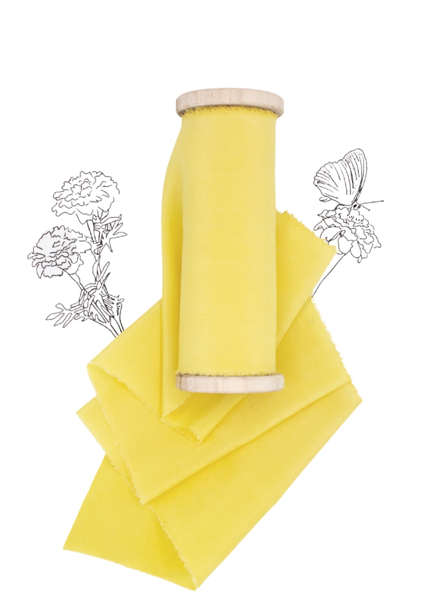 Daffodil Silk Ribbon in Crepe de Chine - The Lesser Bear