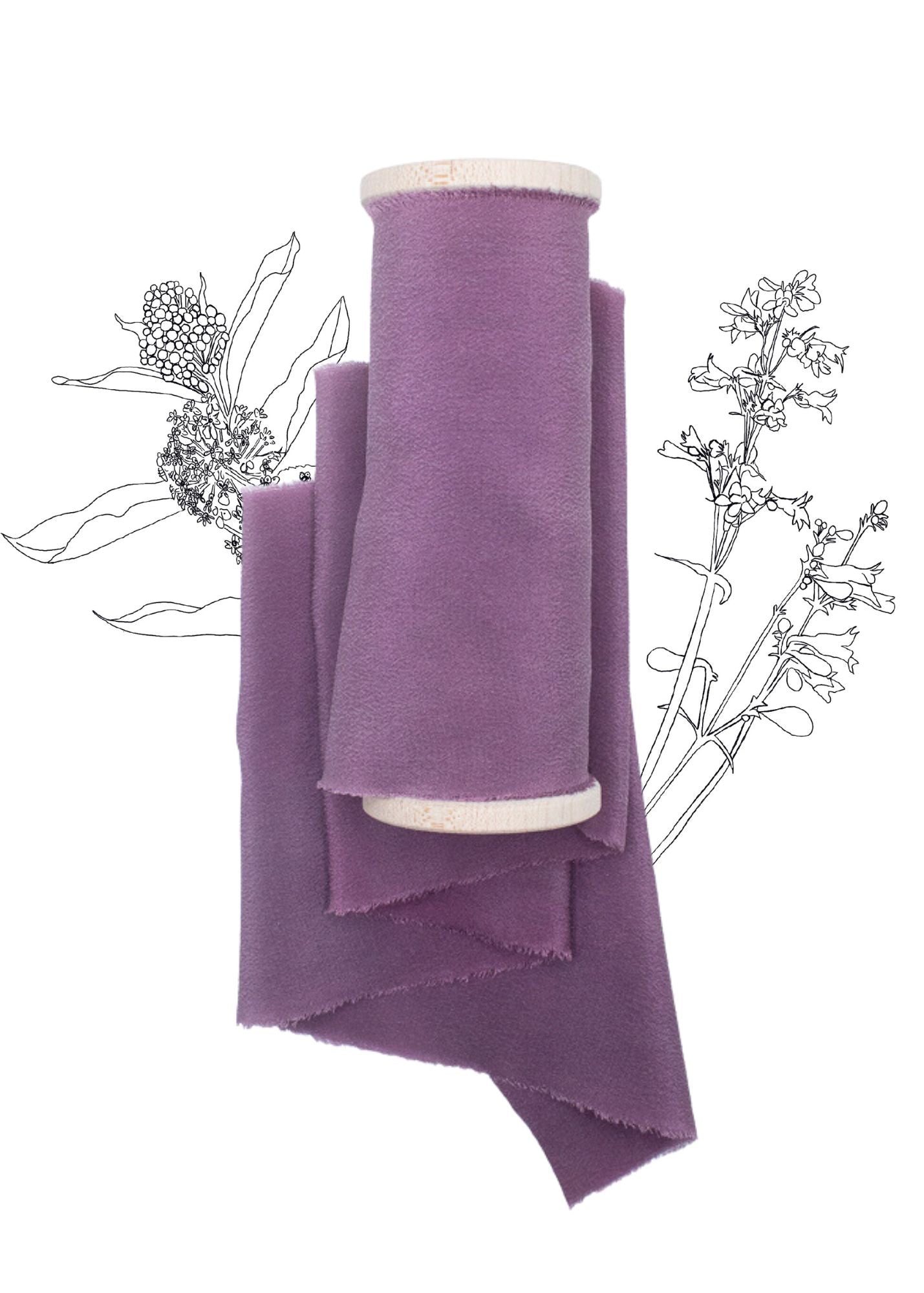Load image into Gallery viewer, Dark Violet Silk Ribbon in Crepe de Chine - The Lesser Bear
