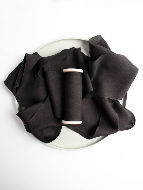 Ebony Habotai Silk Ribbon - The Lesser Bear