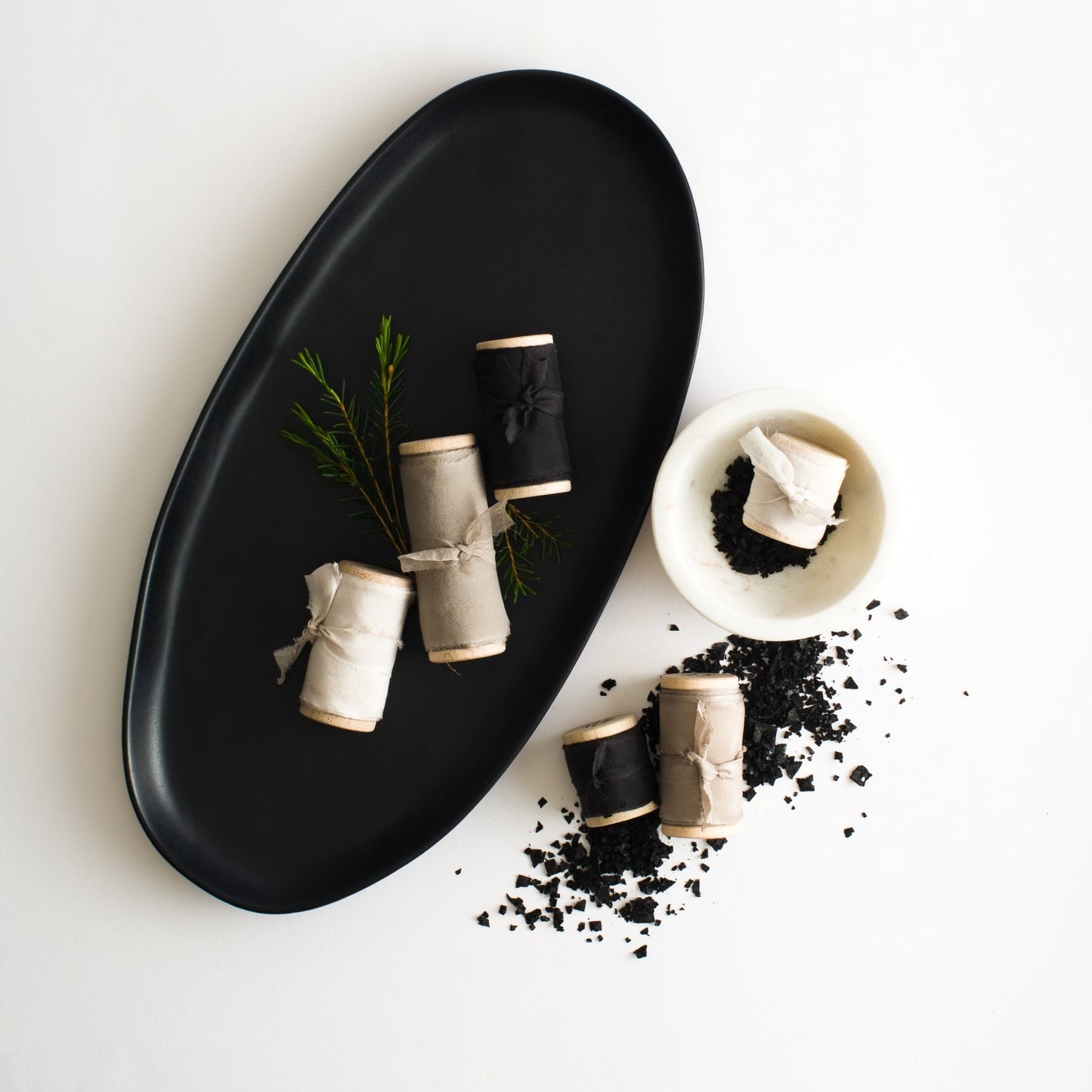 Ebony Habotai Silk Ribbon - The Lesser Bear