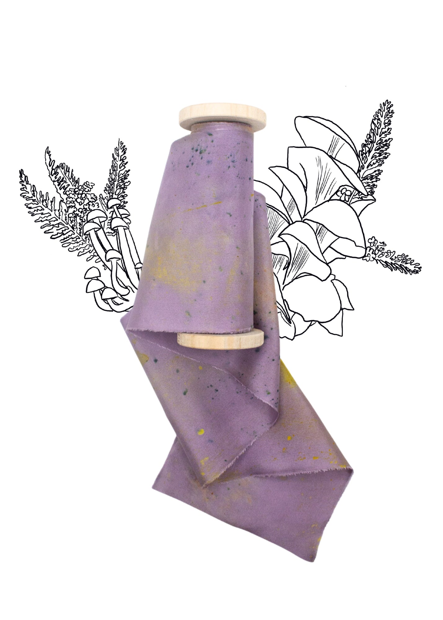 Limited Edition Eco Print #15 Habotai Silk Ribbon - Purple - The Lesser Bear