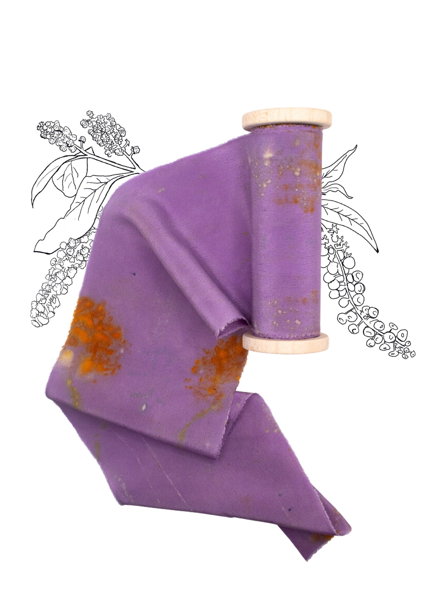 Load image into Gallery viewer, Limited Edition Eco Print #16 Crepe de Chine Silk Ribbon - Purple - The Lesser Bear
