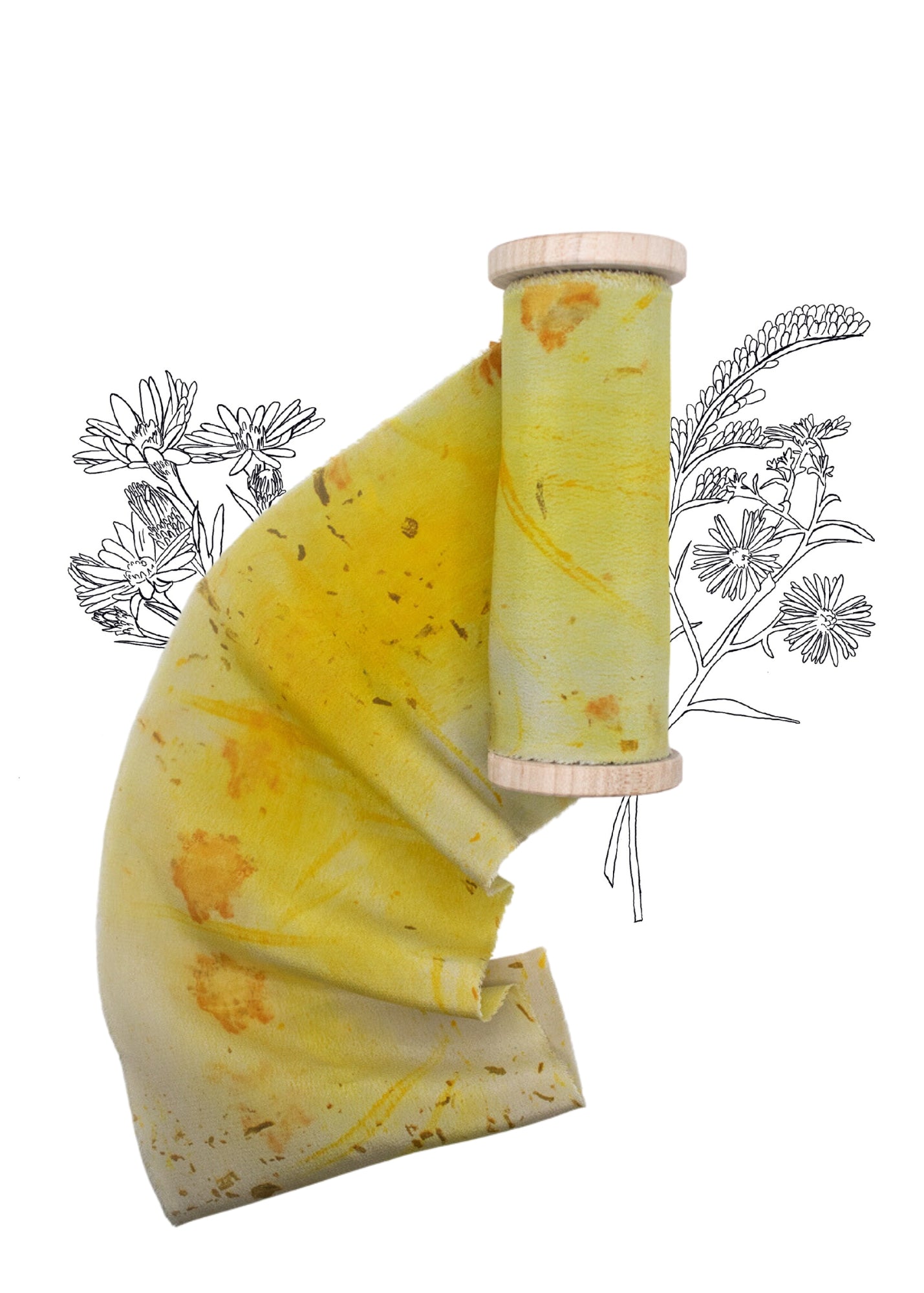 Limited Edition Eco Print #17 Crepe de Chine Silk Ribbon - Pale Yellow/Green - The Lesser Bear