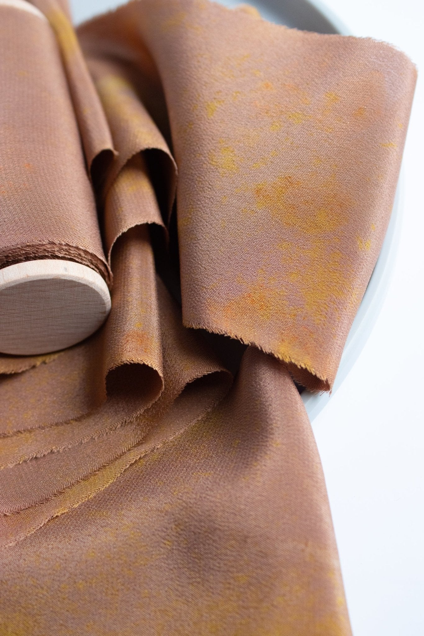 Load image into Gallery viewer, Limited Edition Eco Print #6 Crepe de Chine Silk Ribbon - Brown - The Lesser Bear
