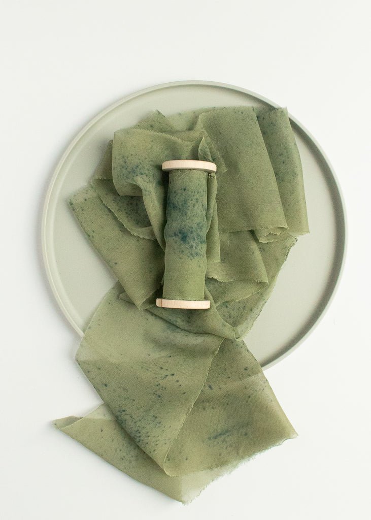 Limited Edition Eco Print #9 Gauze Silk Ribbon- Greens - The Lesser Bear