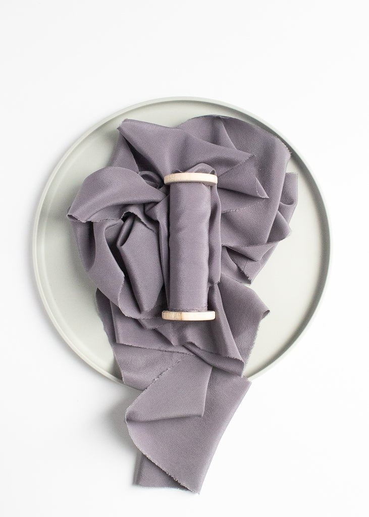 Muted Periwinkle Silk Ribbon in Crepe de Chine - The Lesser Bear