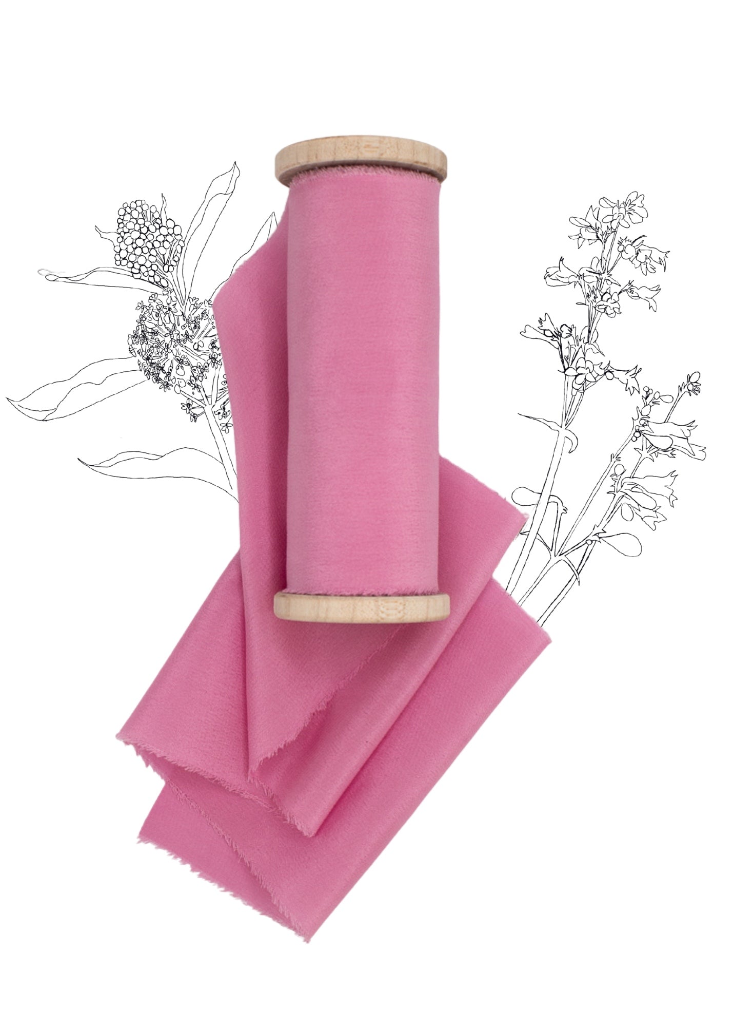 Prairie Smoke Pink Crepe de Chine Silk Ribbon - The Lesser Bear