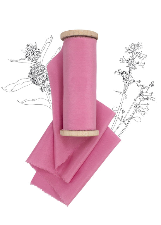 Prairie Smoke Pink Crepe de Chine Silk Ribbon - The Lesser Bear