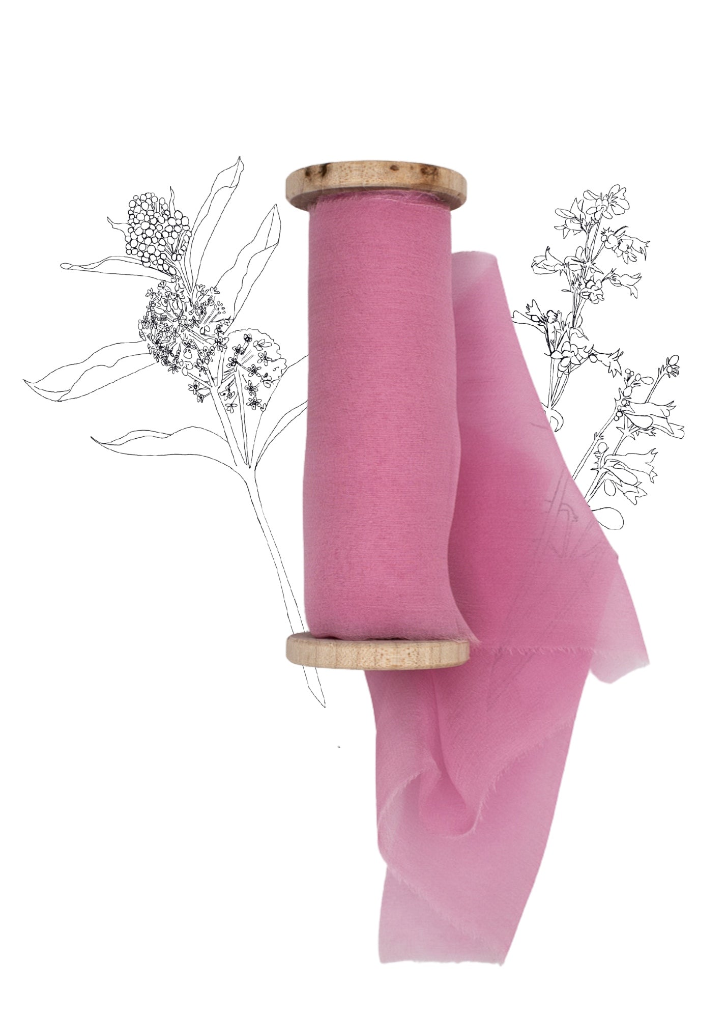 Prairie Smoke Pink Gauze Silk Ribbon - The Lesser Bear