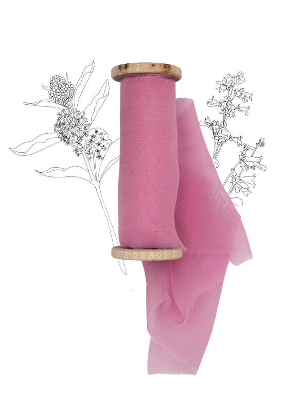 Prairie Smoke Pink Silk Gauze Ribbon - The Lesser Bear