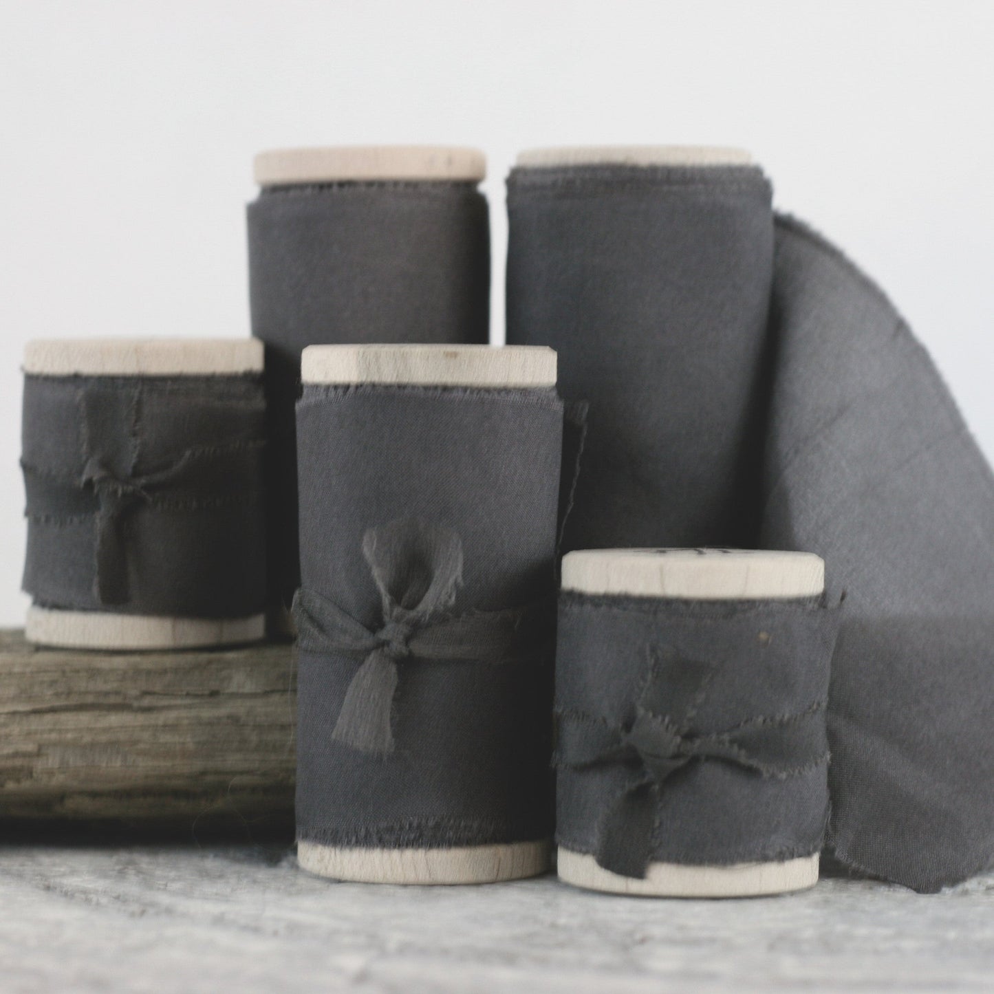Slate Grey Habotai Silk Ribbon - The Lesser Bear
