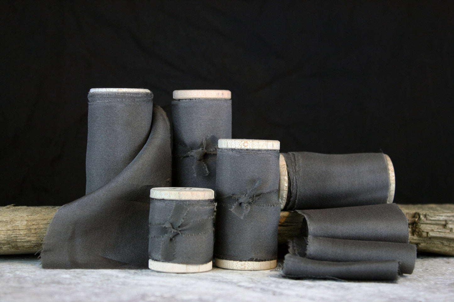 Slate Grey Habotai Silk Ribbon - The Lesser Bear