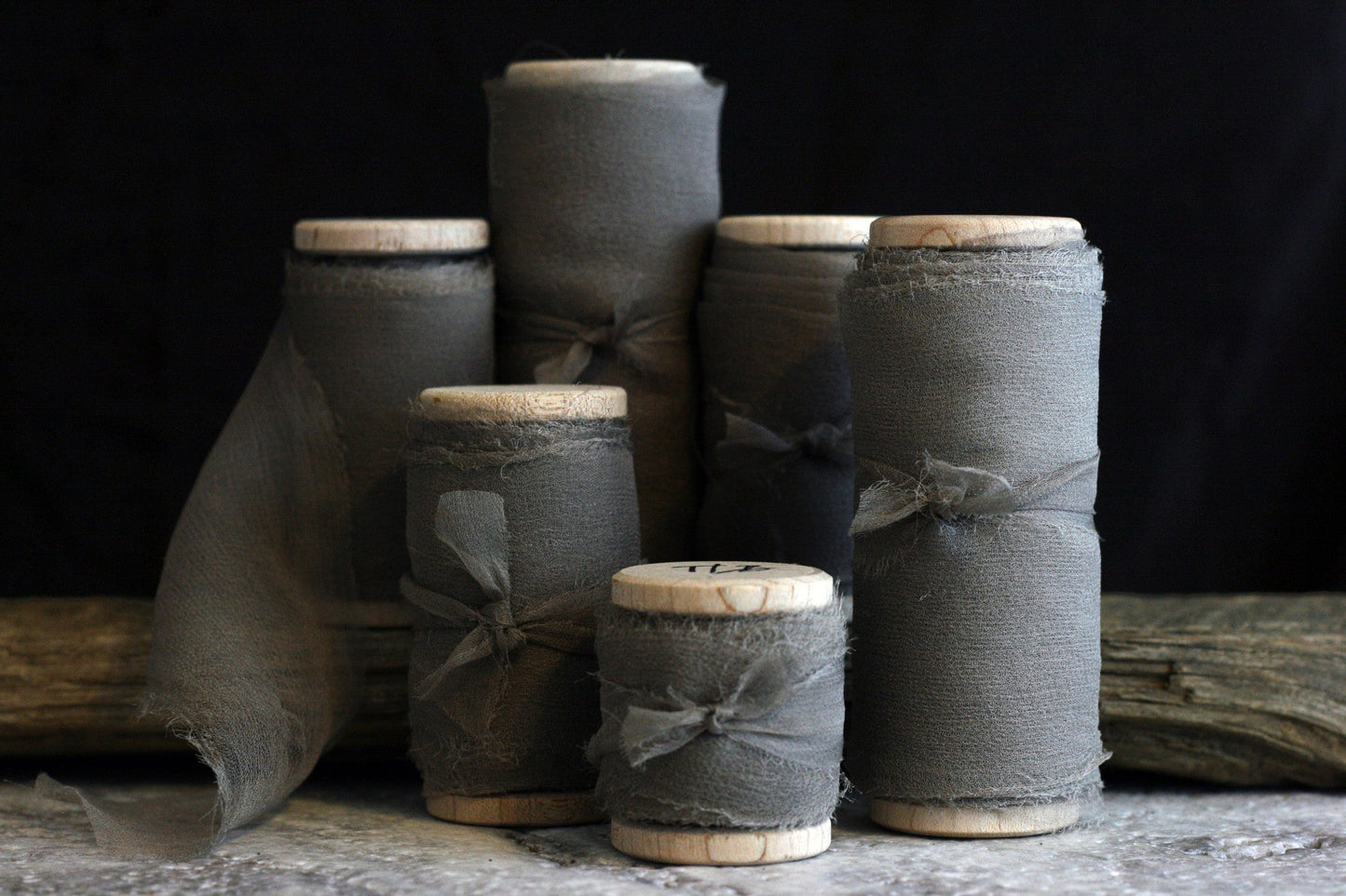 Load image into Gallery viewer, Slate Grey Silk Gauze Ribbon - The Lesser Bear
