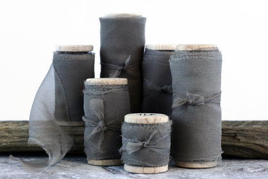 Slate Grey Silk Gauze Ribbon - The Lesser Bear