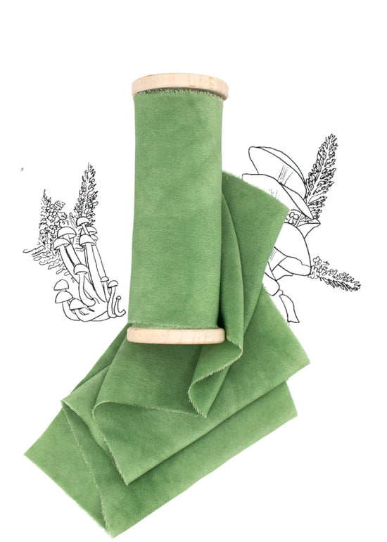 Spring Green Silk Ribbon in Crepe de Chine, Naturally Dyed - The Lesser Bear