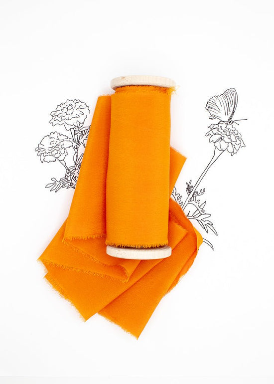Tagetes Silk Ribbon in Crepe de Chine - The Lesser Bear